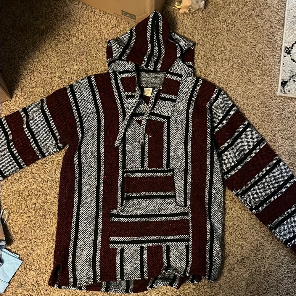 Striped Burgundy and Gray Men's Sweater